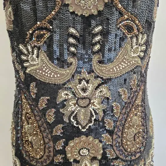 Needle And Thread Art Deco Beaded Dress Flapper Women Black Glam Event 2 - Picture 6 of 16